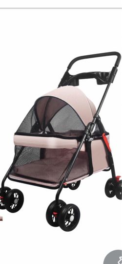 Pink Pet Stroller with Canopy