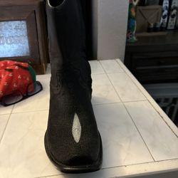 black western boots are crafted from genuine stingray skin,