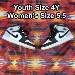 Nike Air Jordan 1 Mid Barons Black Grey Shoes DQ8423-101 Youth Sz 4Y Women’s 5.5