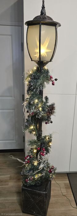 7ft Pre-lit Christmas Lamp Post Like New