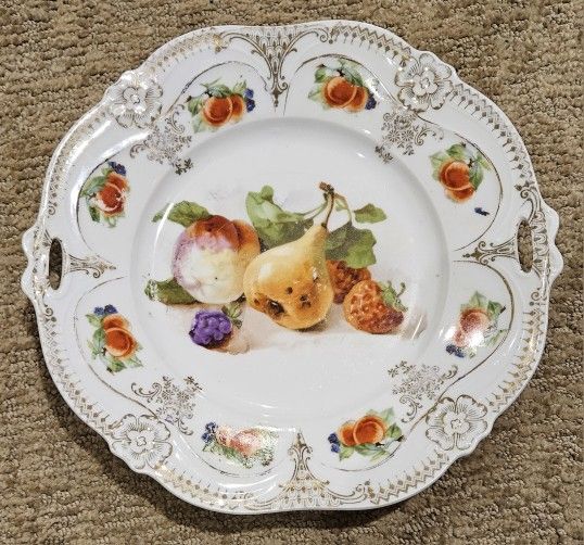 Vintage Cake Plate with Fruit Pattern