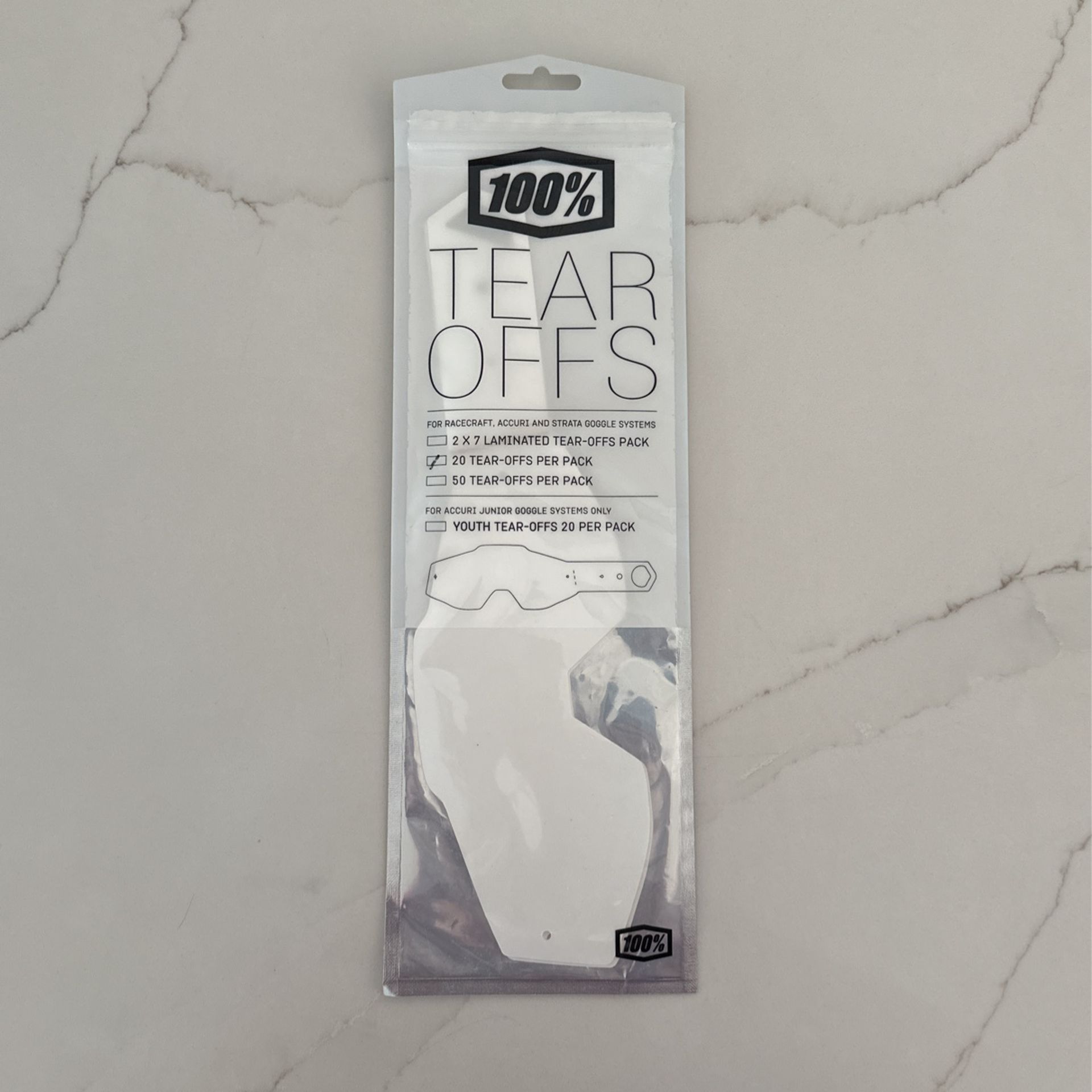 100% goggle tear offs
