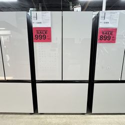 $999‼️New Bespoke 30 cu. ft. Standard Depth 3-Door French Door Smart Refrigerator in White Glass with Beverage Center