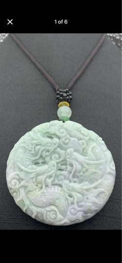 Green Lavender Certificate JADEITE Jade exquisite auspicious circle Nine Dragon Ruyi Pendant
