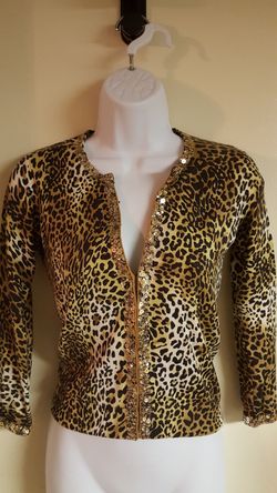 Leopard print cardigan with sequins