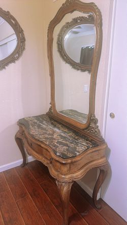 Antique 17th Century Marble/Mirror Vanity Dresser 