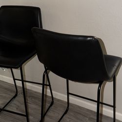 Set of 2 Black Bar Stools – Modern Counter Height