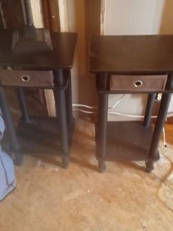 Furinno Turn-N-Tube Tall End Table with Bin, Espresso/Brown, Set of 2