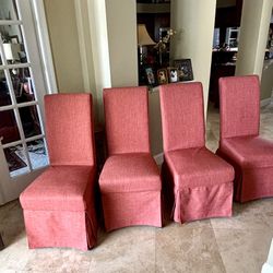 4 High end Parsons chairs with removable covers and wheels