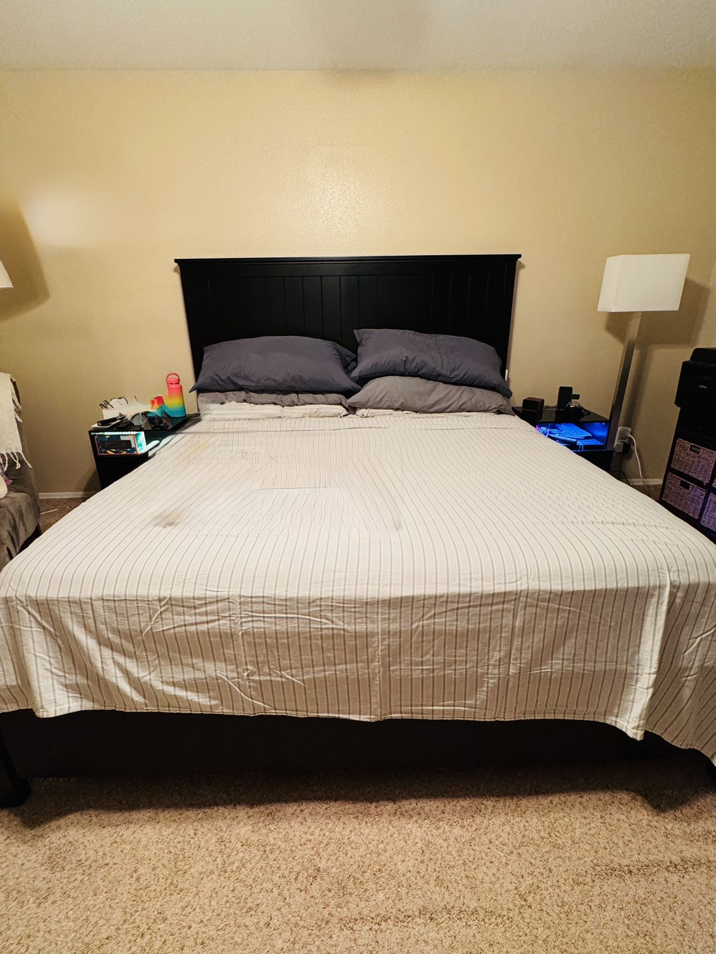 King bed frame with headboard