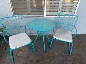 3-Piece Teal Metal Bistro Patio Set