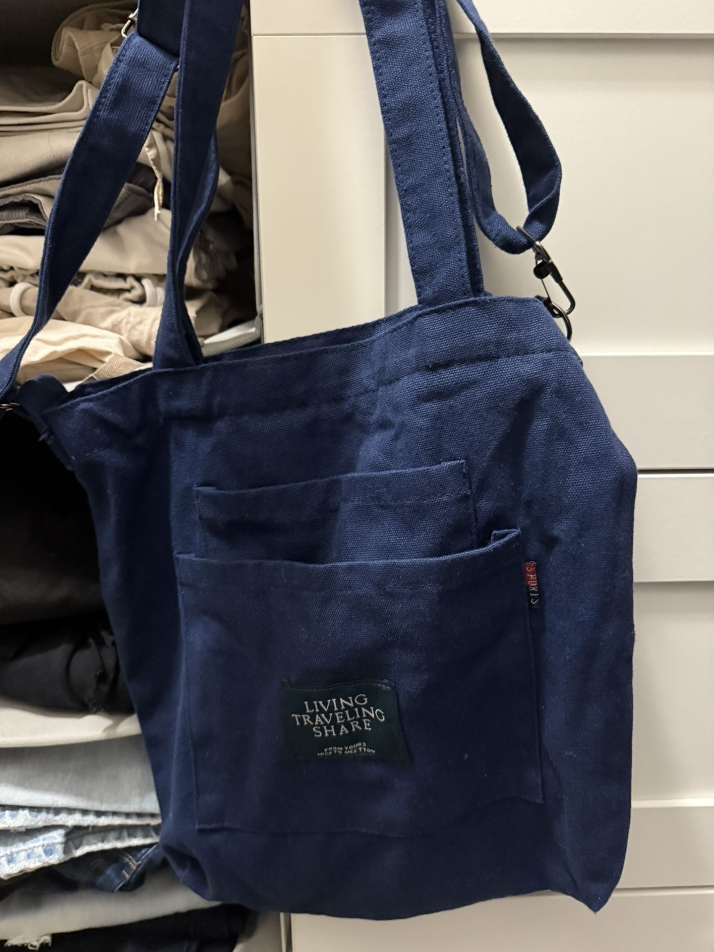 Blue Tote Bag With Zipper