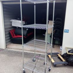 ** 4- TIER ROLLABLE METAL RACK WITH SHELVES** $100 obo