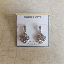 NEW Beautiful Clover Filigree Solid Sterling Silver Earrings