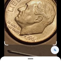 1961 D Roosevelt Dime B U With Full Bands, 1964 Silver Quarter Two Mercury Dimes And Roosevelt Silver Dime