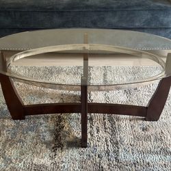 Glass Coffee table set - wood and glass top -OBO
