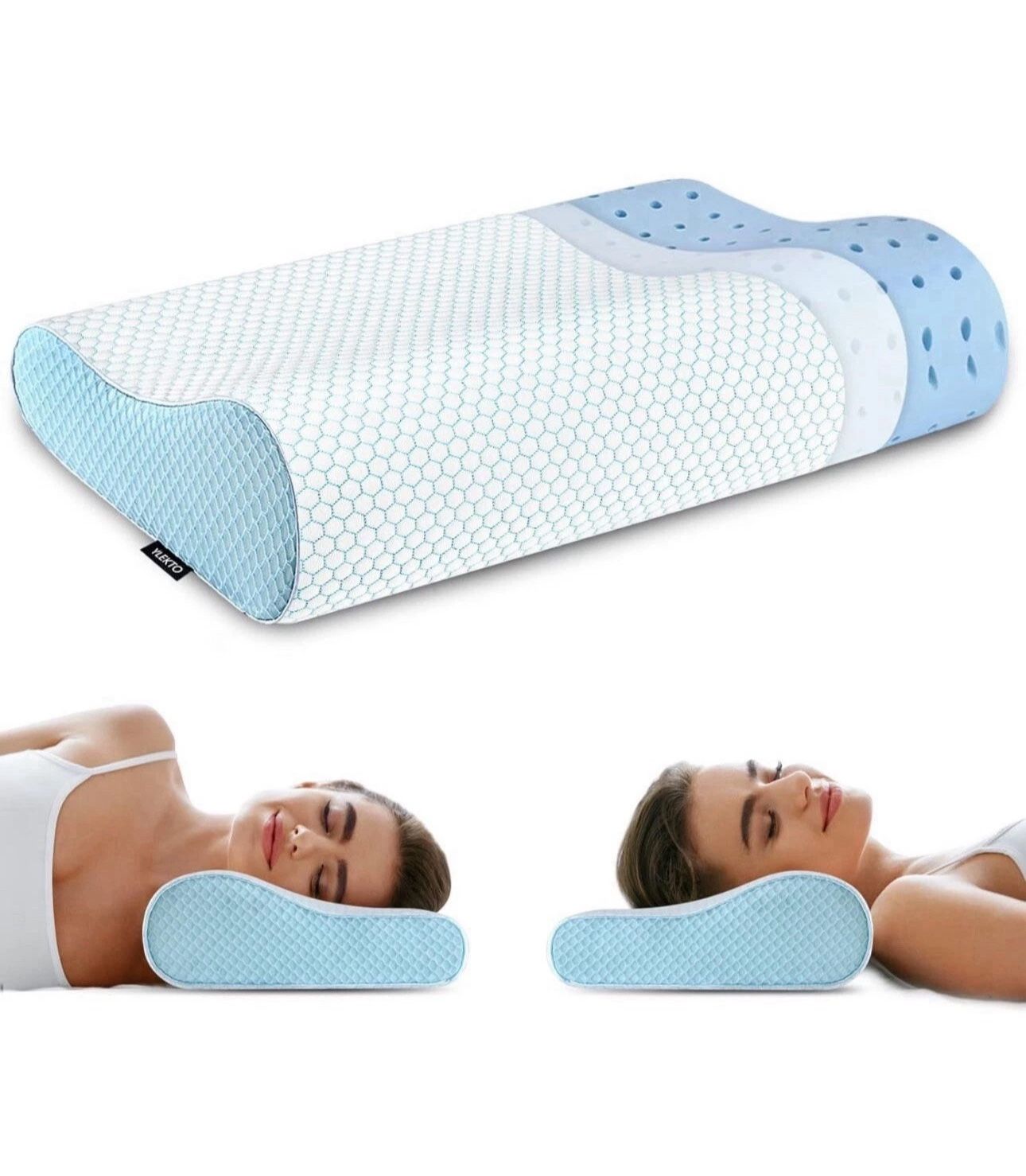 Memory Foam Pillows Neck Pillow for Sleeping, Ergonomic Cervical Pillow Bed Pillow for Side Back Stomach Sleeper, Orthopedic Contour Pillow for Neck a