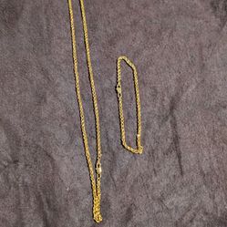 Gold-Plated Necklace And Bracelet
