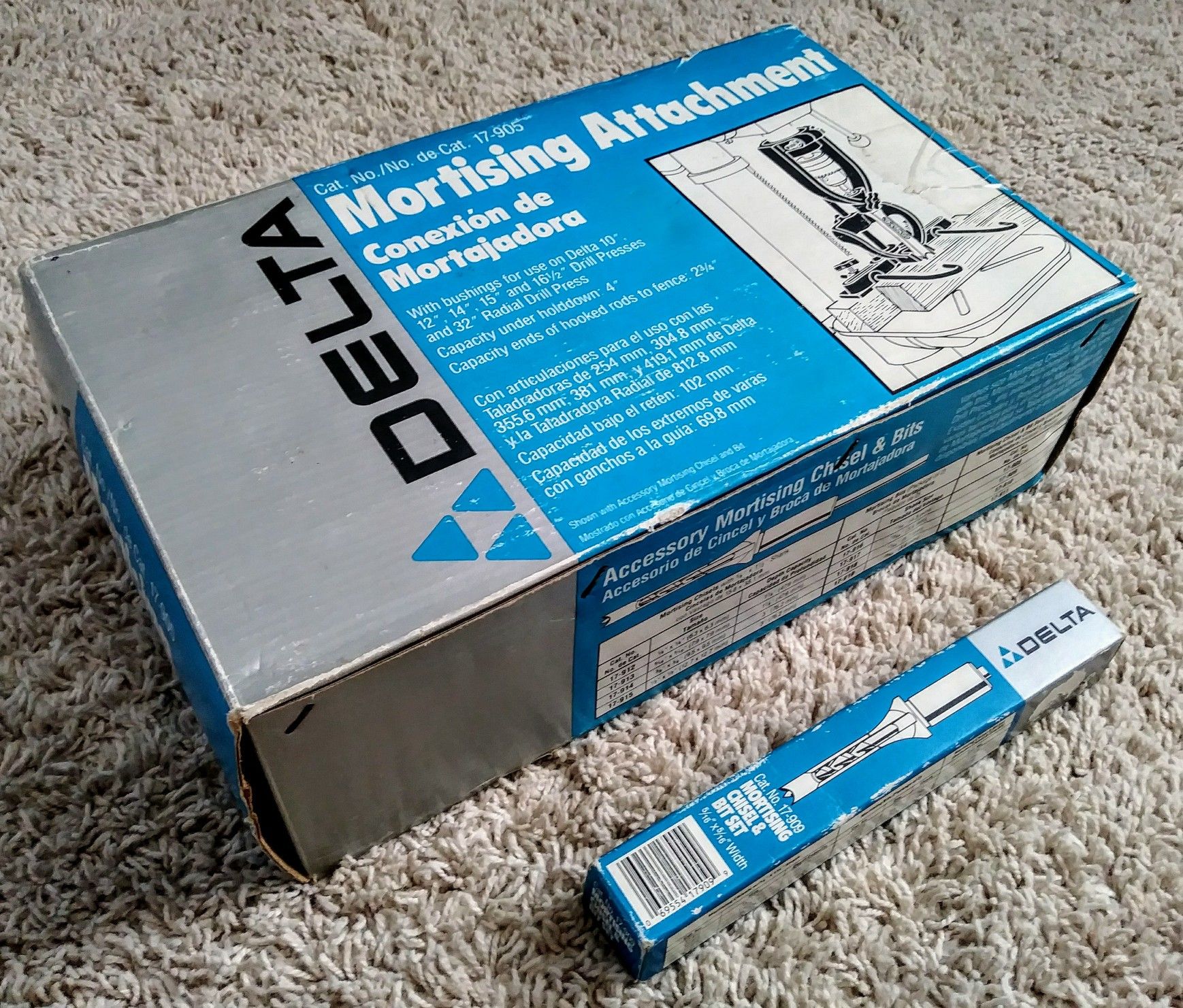 Delta Drill Press Mortising Attachment 17-905 & 5/16" Chisel Bit Set - Both Brand New!