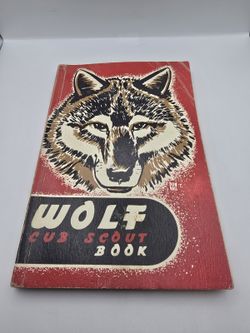 Vintage BSA Wolf Cub Scout Book Boy Scouts of America Red Cover Handbook