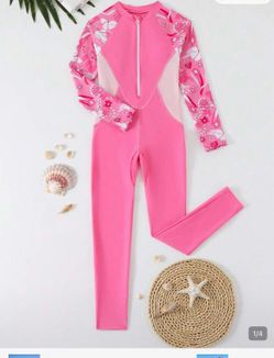 Long Sleeve Full Body Swimsuit girl 6,7,8Y Traje de baño niña