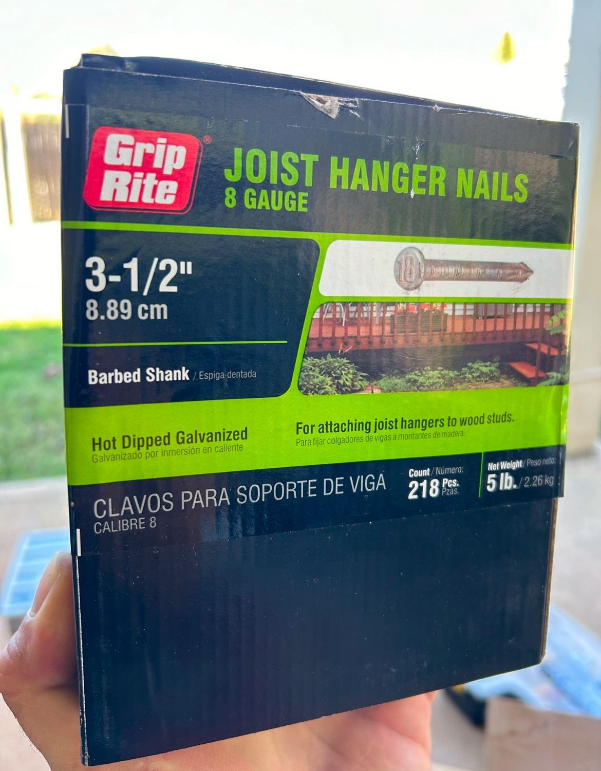 3-1/2" Exterior Galvanized Joist Hanger Nails 5-lb Box (218 nails) Barbed Shank 8 Guage