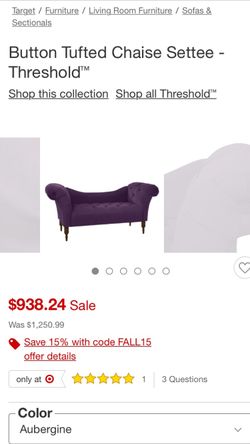 Purple Velvet Chaise Lounge/Sofa - Excellent Condition