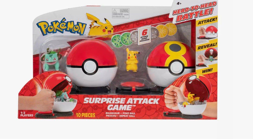 Brand NewJazwares Pokemon Surprise Attack Game Pikachu With Repeat Ball VS. Bulbasaur With Poke Ball