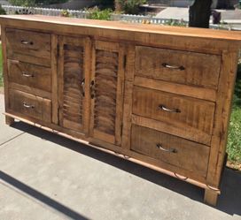 Rustic all wood buffet table