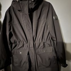 DKNY Parka Rain Water Resistant Jacket Coat Black 