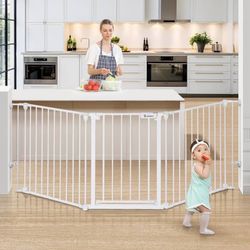 COMOMY 30"-80" Extra Wide Baby Gate, Dog Gate for House Stairs Doorways Fireplace