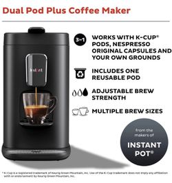 Instant Pot Pod, 3-in-1 Espresso, K-Cup Pod and Ground Coffee