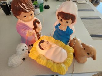 Vintage General Foam 5pc Christmas Nativity Blow Mold Set