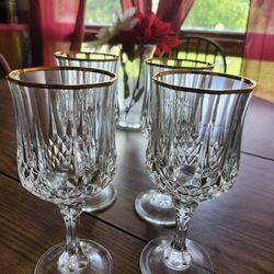 Crystal Gold Trim Wine Glasses Set Of 4