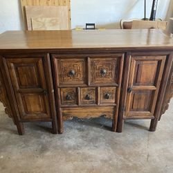 Zen Wooden Desk Altar Sideboard With Pull Out Chair