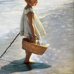 Water Color Art Work Girl By The Sea