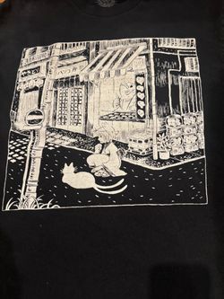 Black Anime Japanese Street Scene Graphic Tee