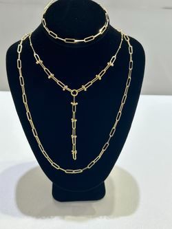 10KT Yellow Gold Paper Clip Necklace