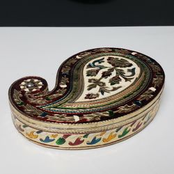 Foil Enamel Paisley Shaped Trinket Box