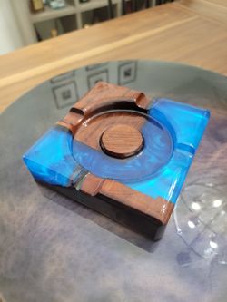 Custom exotic wood and epoxy resin cigar ash tray