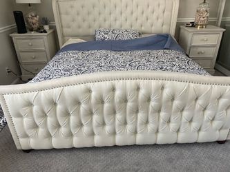 King size bed headboard, footboard and side rails