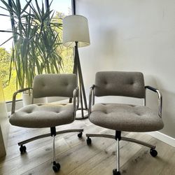 Vintage Steelcase Chrome Swivel 4 Castor MCM Set Of Chairs 