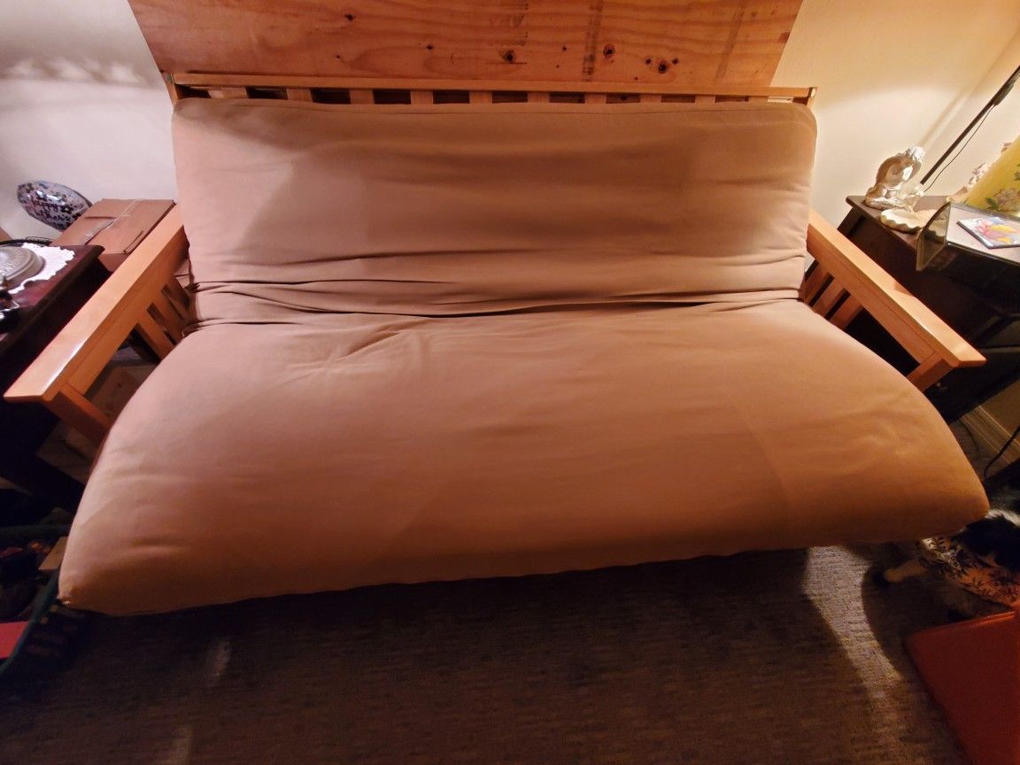 Solid Wood Futon With Mattress