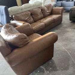 Leather Sofa Set 2 Pieces 