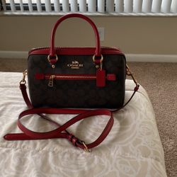COACH Rowan Satchel In Signature Canvas Red***PRICE LOWERED***