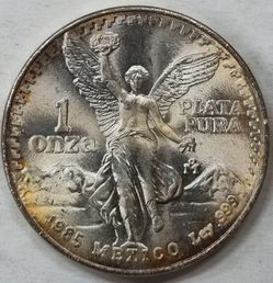 Mexico 1985Mo Onza Troy Plata Pura  .999  UNC GEM