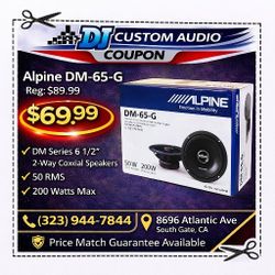 Alpine DM-65-G 6 1/2" 2-Way Coaxial Speaker System 200 Watts DM Series 🚨 Payment Options Available 🚨 No Credit Needed 🚨 