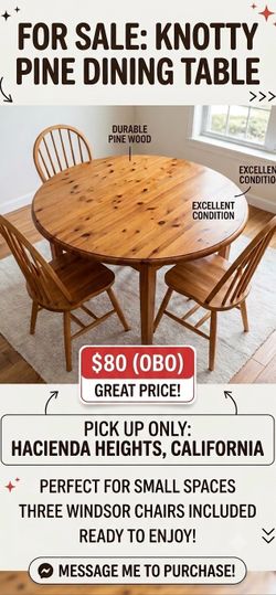 User dining table with 3 wooden chairs