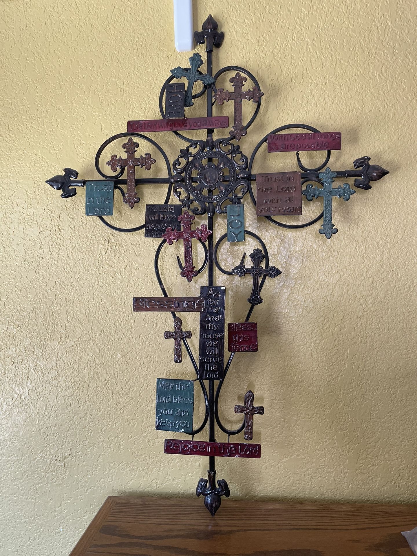 Oversized Large Metal Cross Bible Verses