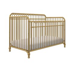 3-in-1 Convertible Metal Crib, Nursery Furniture, Gold